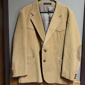 Vintage 90s Circle S Tan Corduroy Western Suede Elbow Patch Blazer
